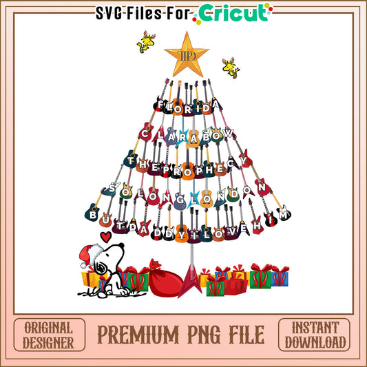 Guitar Christmas Tree Design for DIY Projects, Instant Download PNG