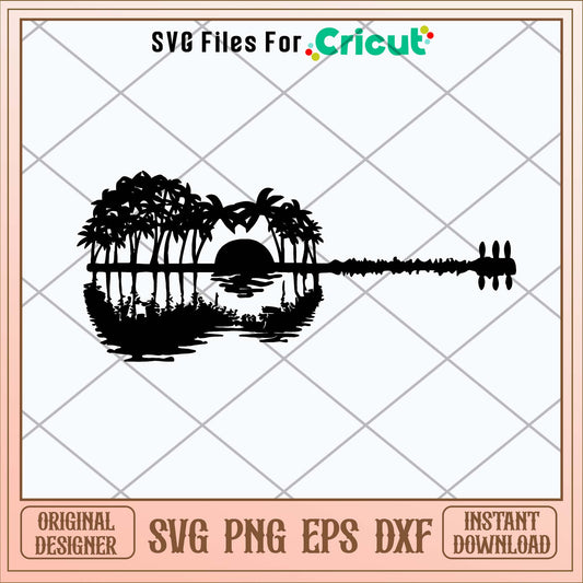 Guitar beach scenery svg