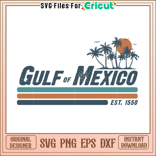 Gulf of Mexico vintage design with palm trees, perfect for beach lovers