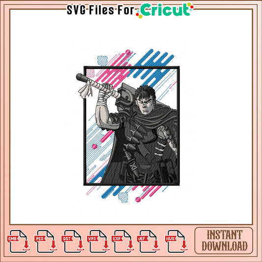 Guts Berserk Embroidery Design Instant Download
