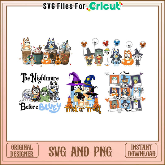 The nightmare before bluey halloween bundle svg, bluey and bingo halloween​ svg