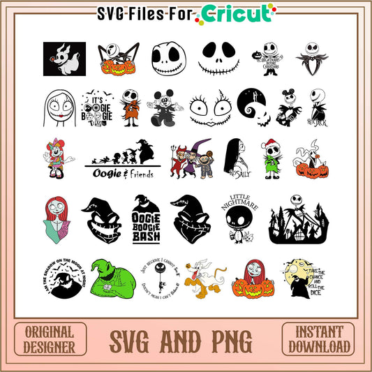 Jackskellington halloween bundle svg, jack nightmare before christmas​ svg