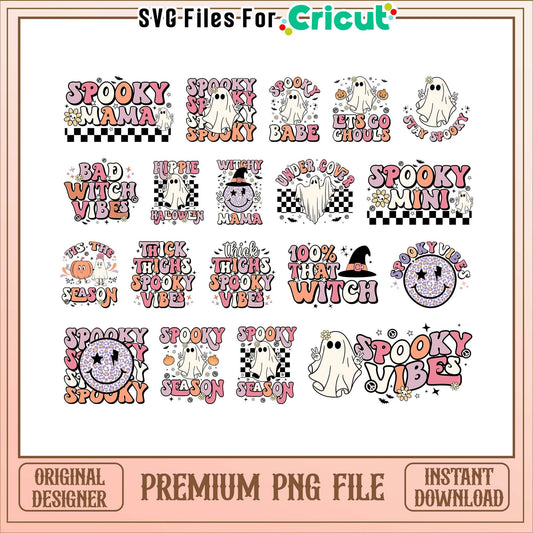 Ghost cute spooky halloween design bundle png, cute spooky ghost​​ png