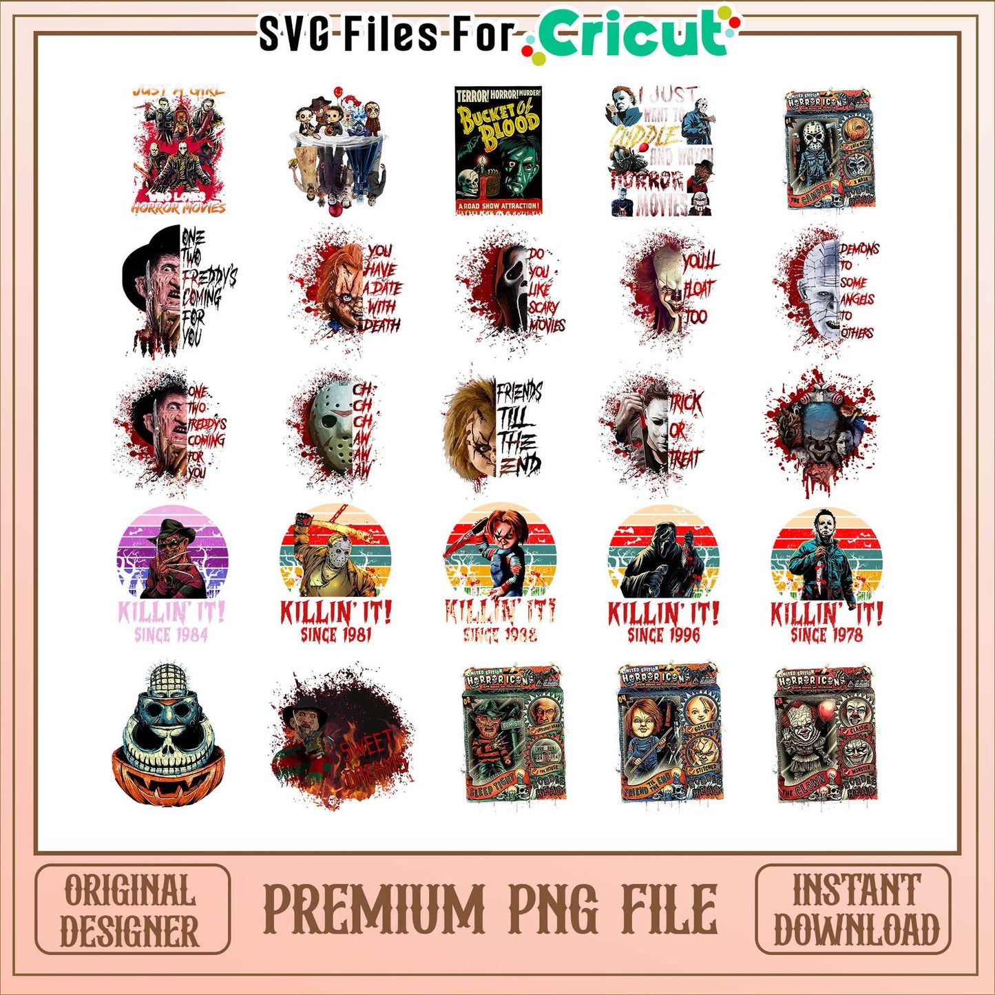 Horror movie trick or treat halloween bundle png, trick or treat movie​​​ png