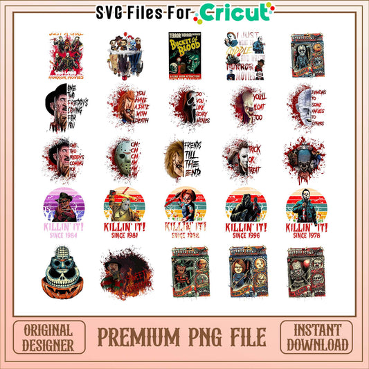 Horror movie trick or treat halloween bundle png, trick or treat movie​​​ png