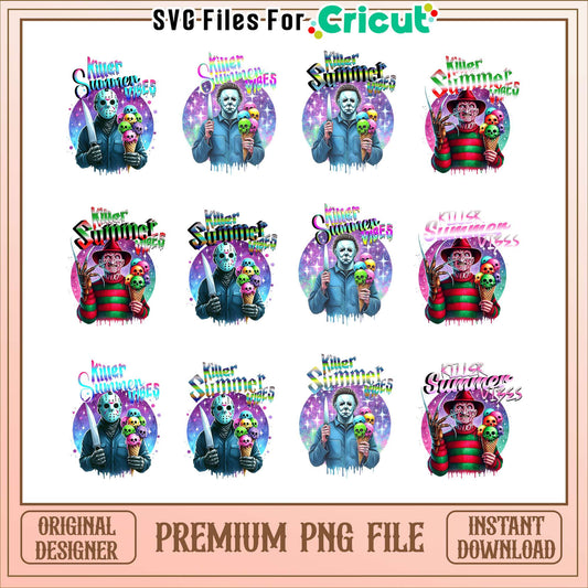 Killer summer vibes halloween bundle png, horror movies​​ png