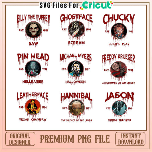 Horror characters est halloween bundle png, horror characters​ png