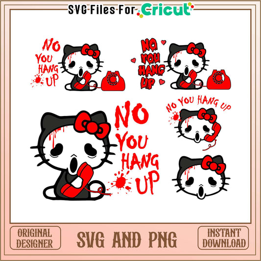Kitty ghostface no hang you up halloween bundle svg, hello kitty ghostface​ svg