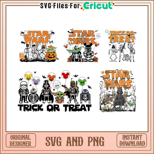 Star wars trick or treat halloween bundle svg, halloween star wars​ svg