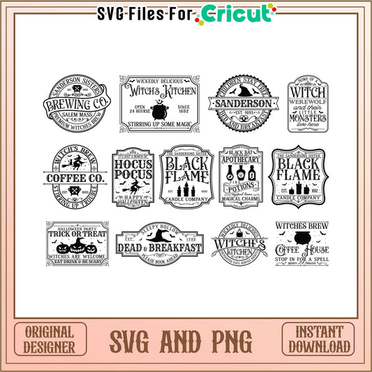Wiches brew logo halloween bundle svg, hocus pocus logo​ svg