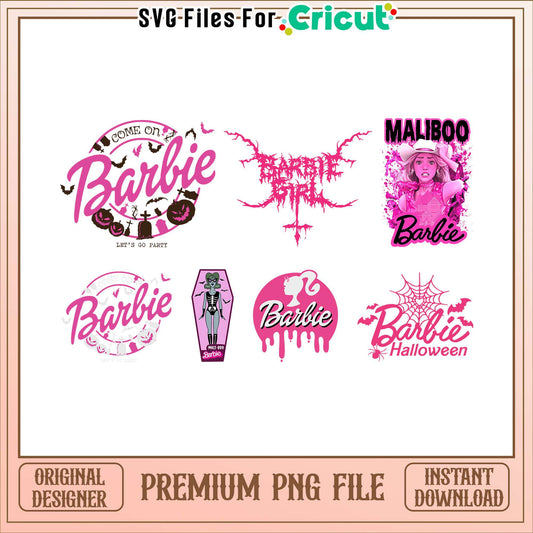 Barbie halloween logo bundle png, barbie halloween​ png
