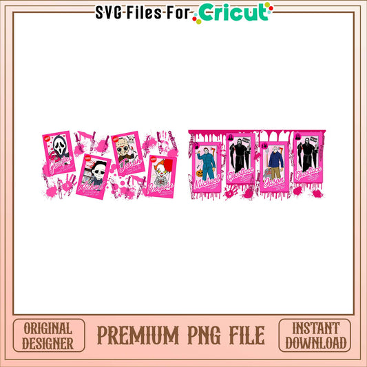 Pink horror movies tarot halloween bundle png, halloween horror png