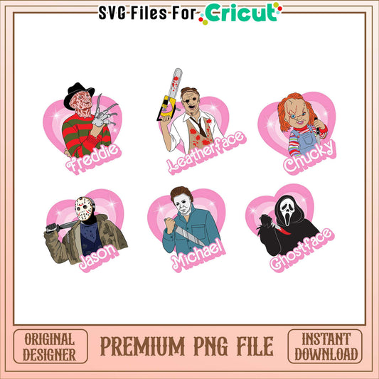 Horror movie heart barbie halloween bundle png, halloween​ png