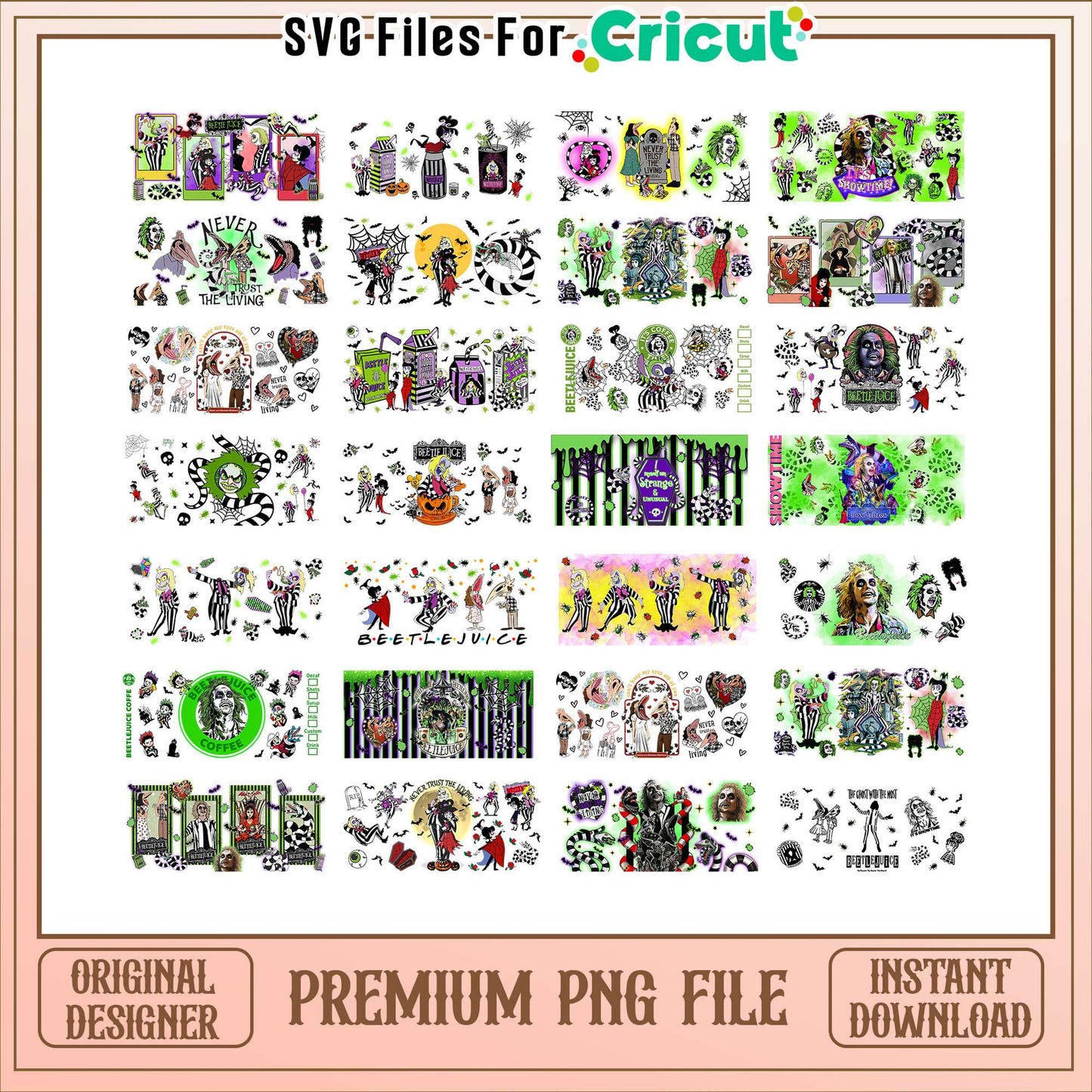 Beetlejuice movie glass can halloween bundle png, beetlejuice halloween​ png