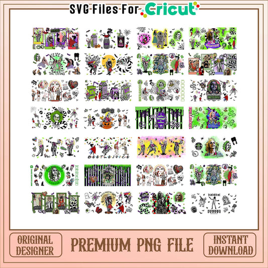 Beetlejuice movie glass can halloween bundle png, beetlejuice halloween​ png