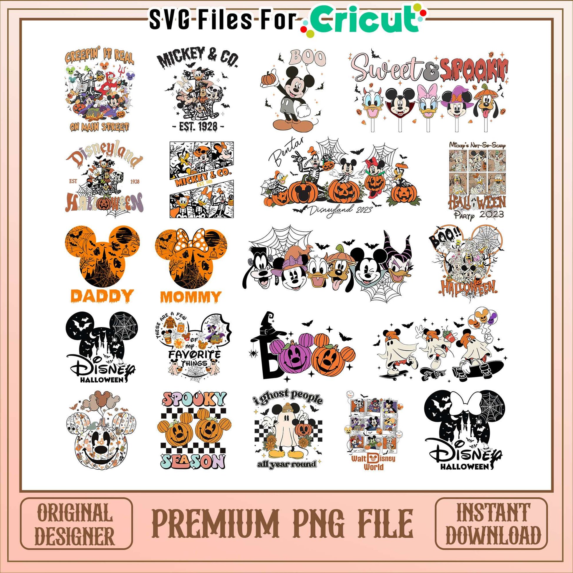 Mickey friends sweet and spooky halloween bundle png, disney halloween png