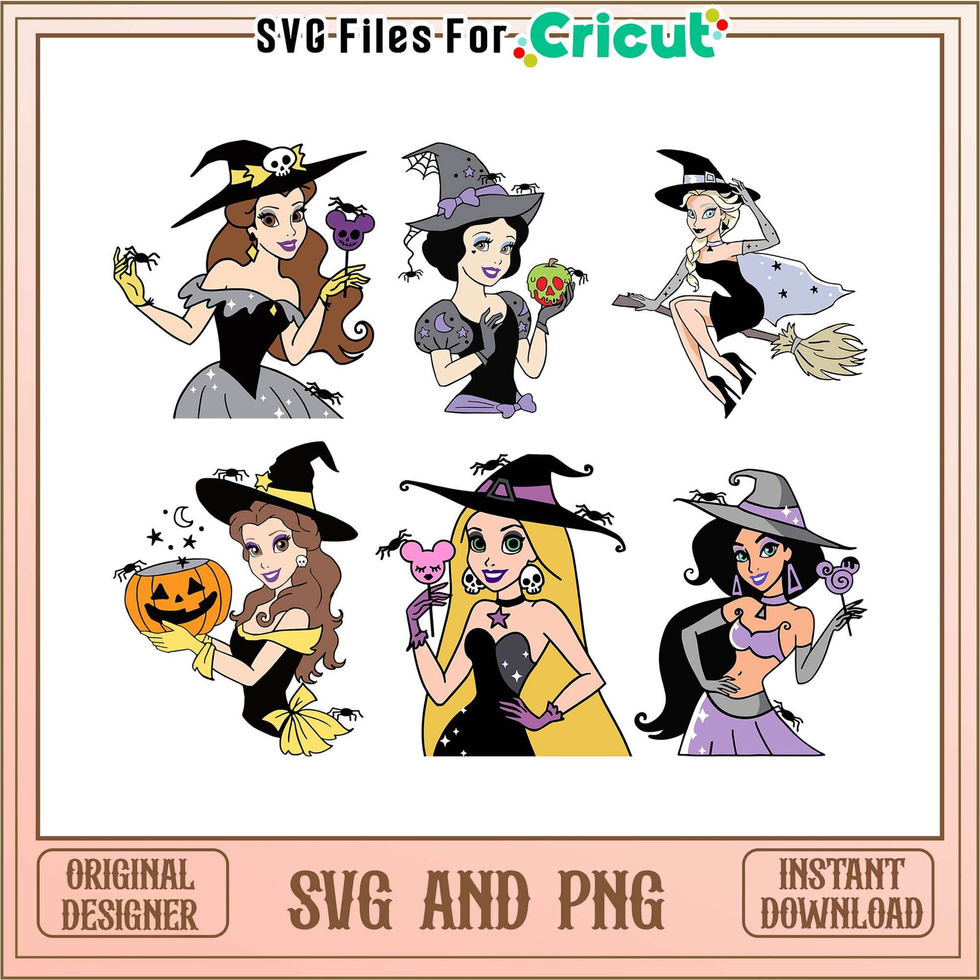 Princess halloween design bundle svg, halloween princess​ svg