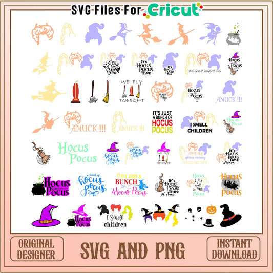 Hocus pocus halloween bundle svg, hocus pocus logo​ svg, halloween svg