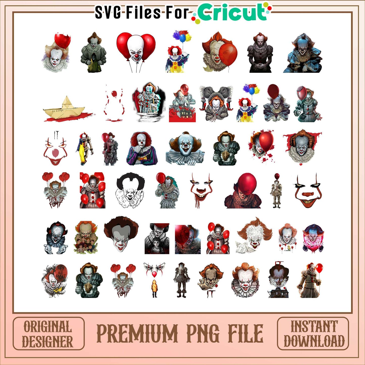 Pennywise horror halloween bundle png, horror pennywise​ png