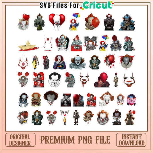Pennywise horror halloween bundle png, horror pennywise​ png