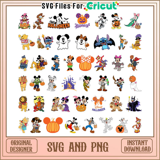 Disney mickey halloween bundle svg, halloween mickey and friends​ svg