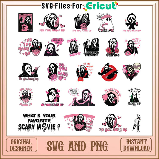 Ghostface no hang you up bundle svg, ghostface halloween​ svg