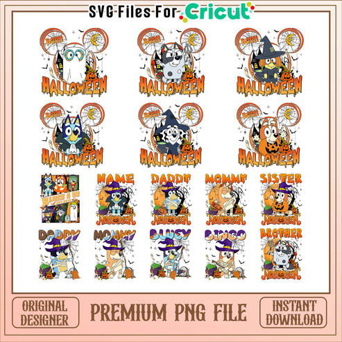 Bluey characters boo halloween bundle png, halloween bluey png – svg ...