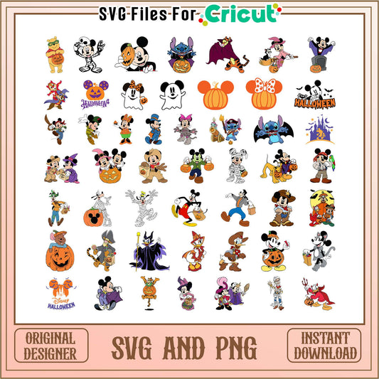 Mickey friends pumpkin halloween bundle svg, mickey and friends halloween​ svg