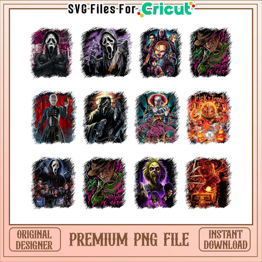 Horror movies design halloween bundle png, horror halloween movies​ png