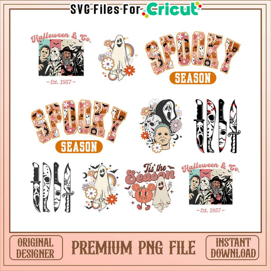 Horror spooky season halloween bundle png, spooky season​ png