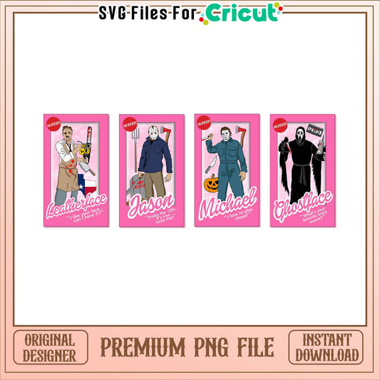Horror barbie card halloween bundle png, barbie horror movie​ png