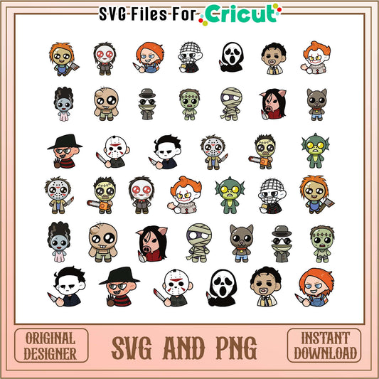 Horror character chibi halloween bundle svg, horror character​ svg