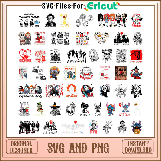 Horror characters friends halloween bundle svg, horror characters​​ svg
