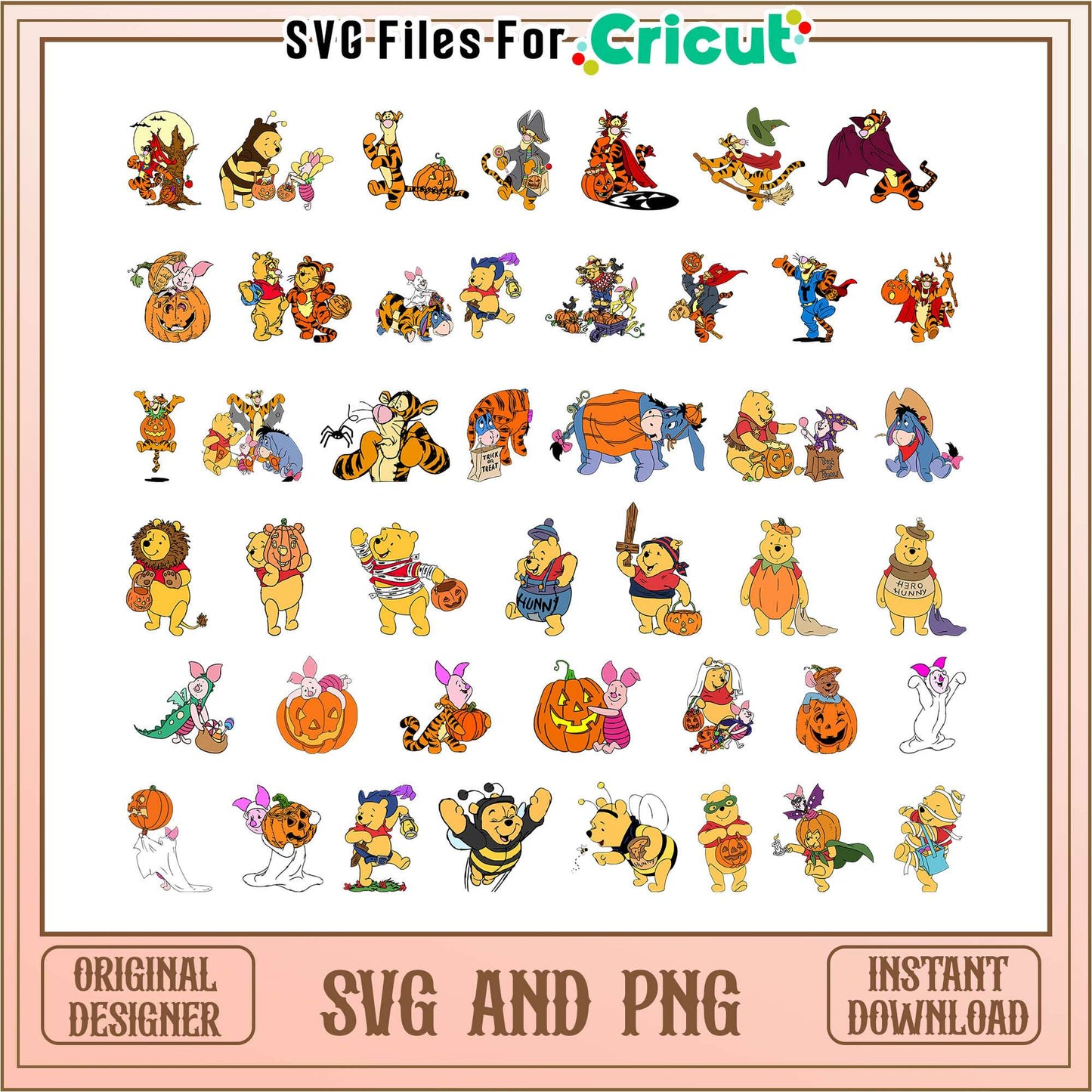 Winnie the pooh halloween bundle svg, halloween pooh bear svg