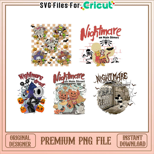 Disney nightmare on main street halloween bundle png, disney png