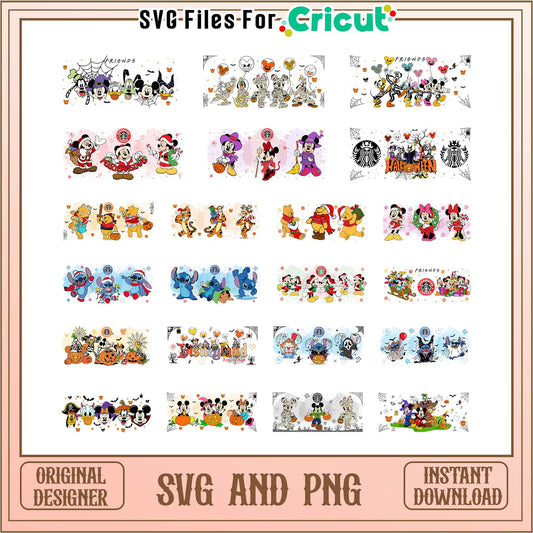 Mickey friends halloween glasscan bundle svg, mickey and friends halloween svg
