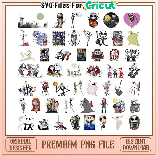 Jackskellington halloween bundle png, nightmare before christmas png
