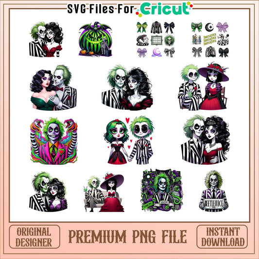 Beetlejuice couple halloween bundle png, beetlejuice​ png