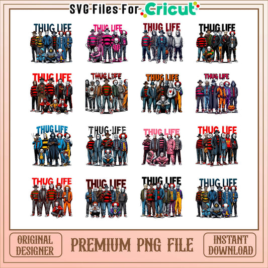 horror characters thug life design halloween bundle png, horror movie png