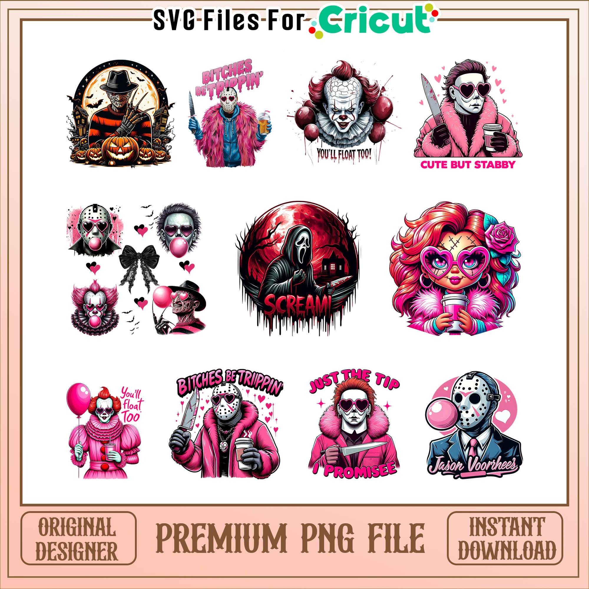Ghostface scream halloween bundle png, horror friends png – svg files ...