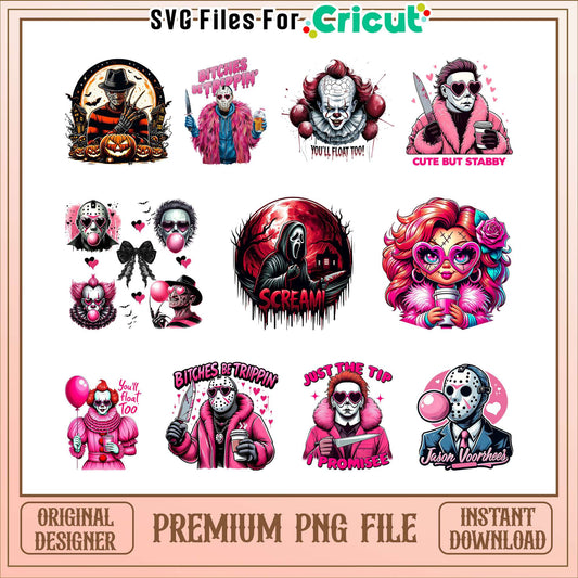 Ghostface scream halloween bundle png, horror friends​ png