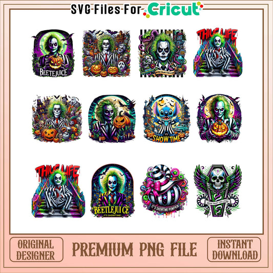 Beetlejuice it's showtime halloween bundle png, halloween beetlejuice​ png