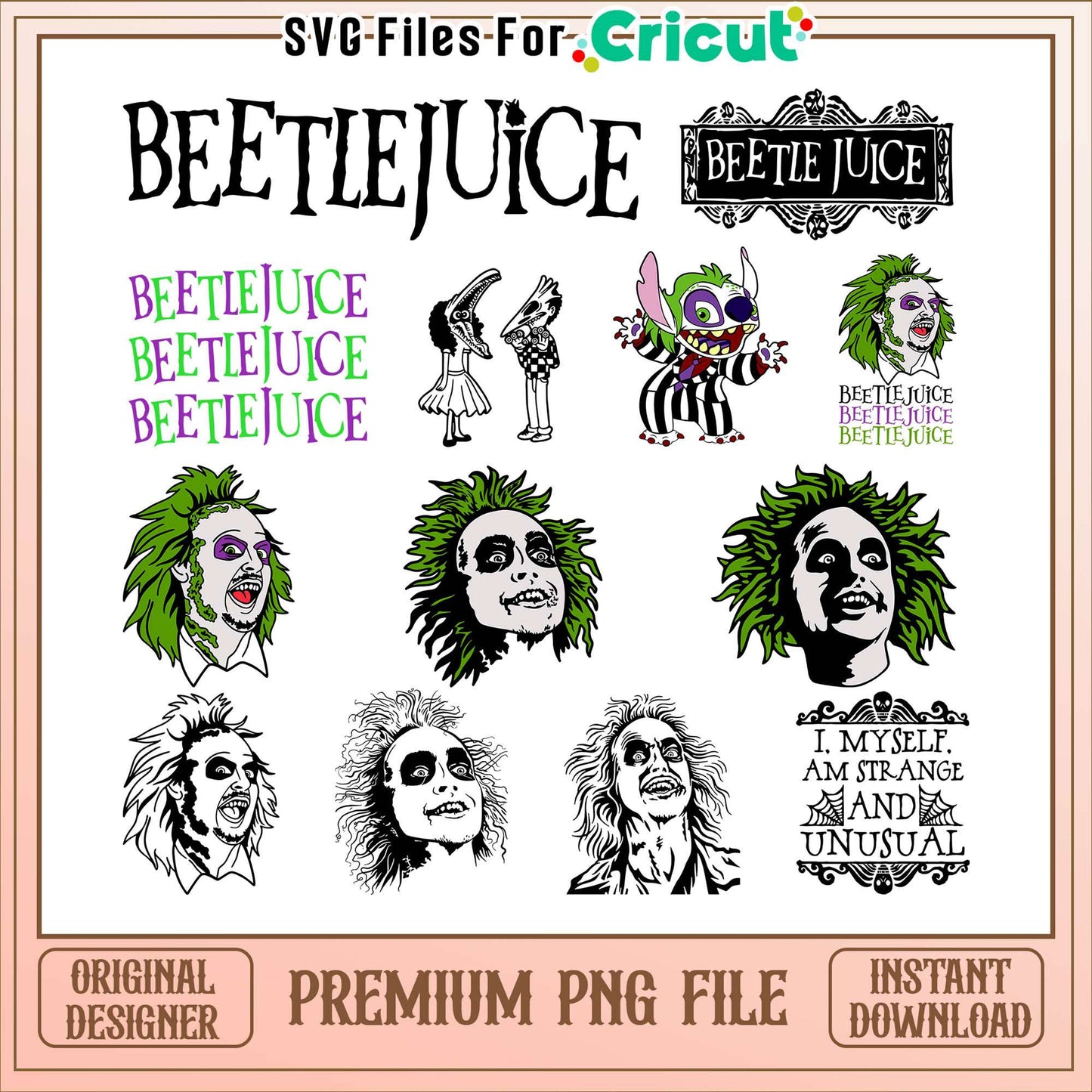 Beetlejuice face halloween bundle png, beetlejuice cartoon​​​​ png