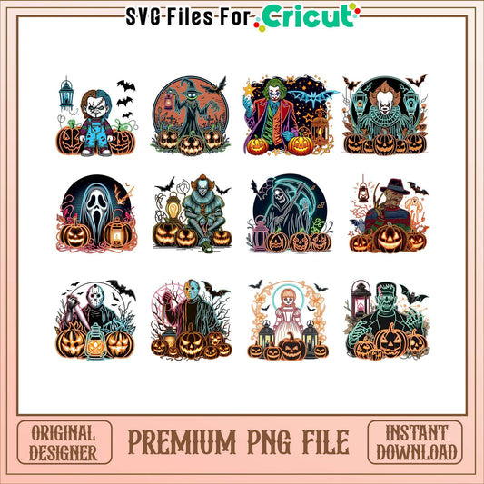 Horror movie character halloween bundle png, movie halloween​​ png