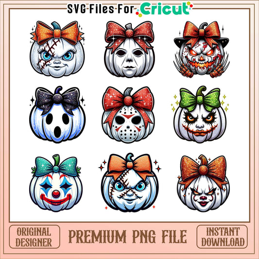 Horror characters head pumpkin halloween bundle png, horror characters​​​ png