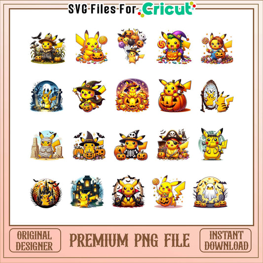 Pokemon pikachu halloween bundle png, pikachu halloween​​ png