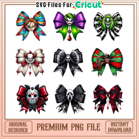 Horror character bow tie halloween bundle png, horror halloween movies​ png