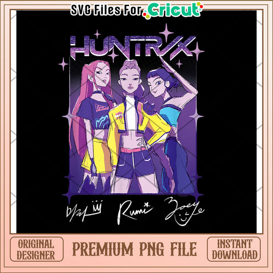 HUntrin girls team png, kpop band png, huntrix tiger png