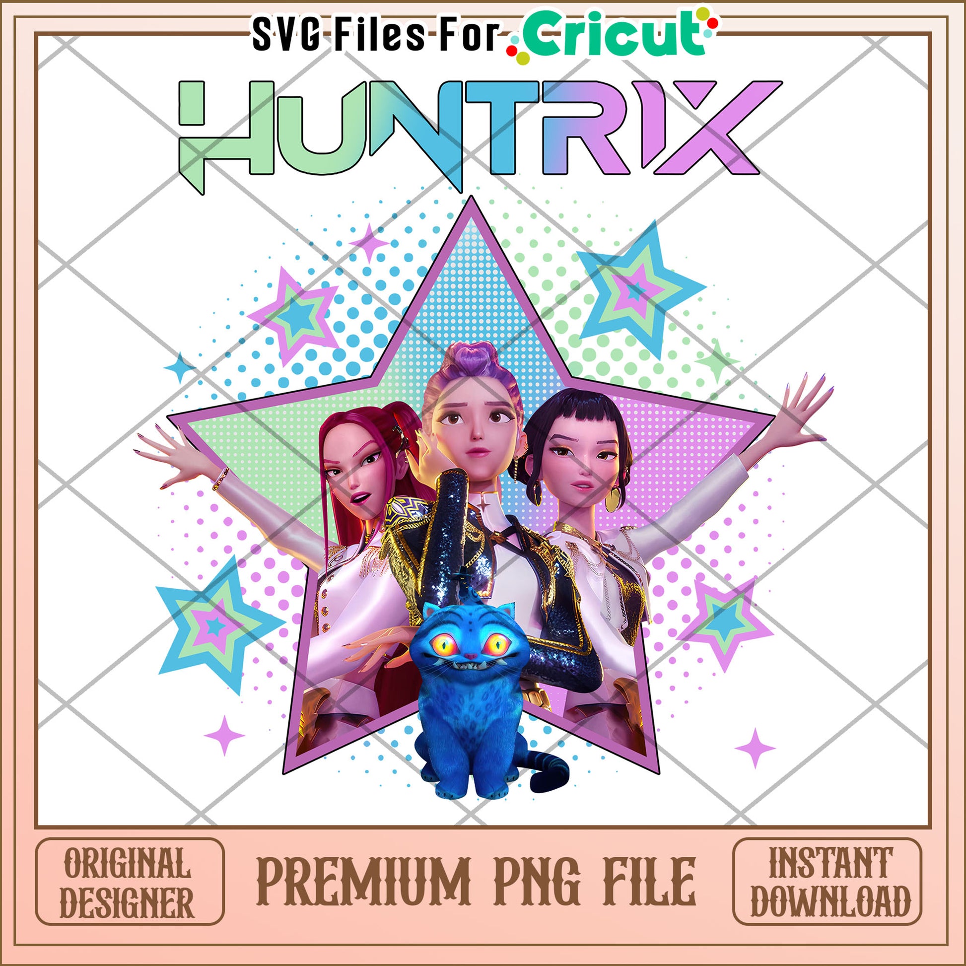 HUntrix girls star png, saja boys fans png, huntrix characters png