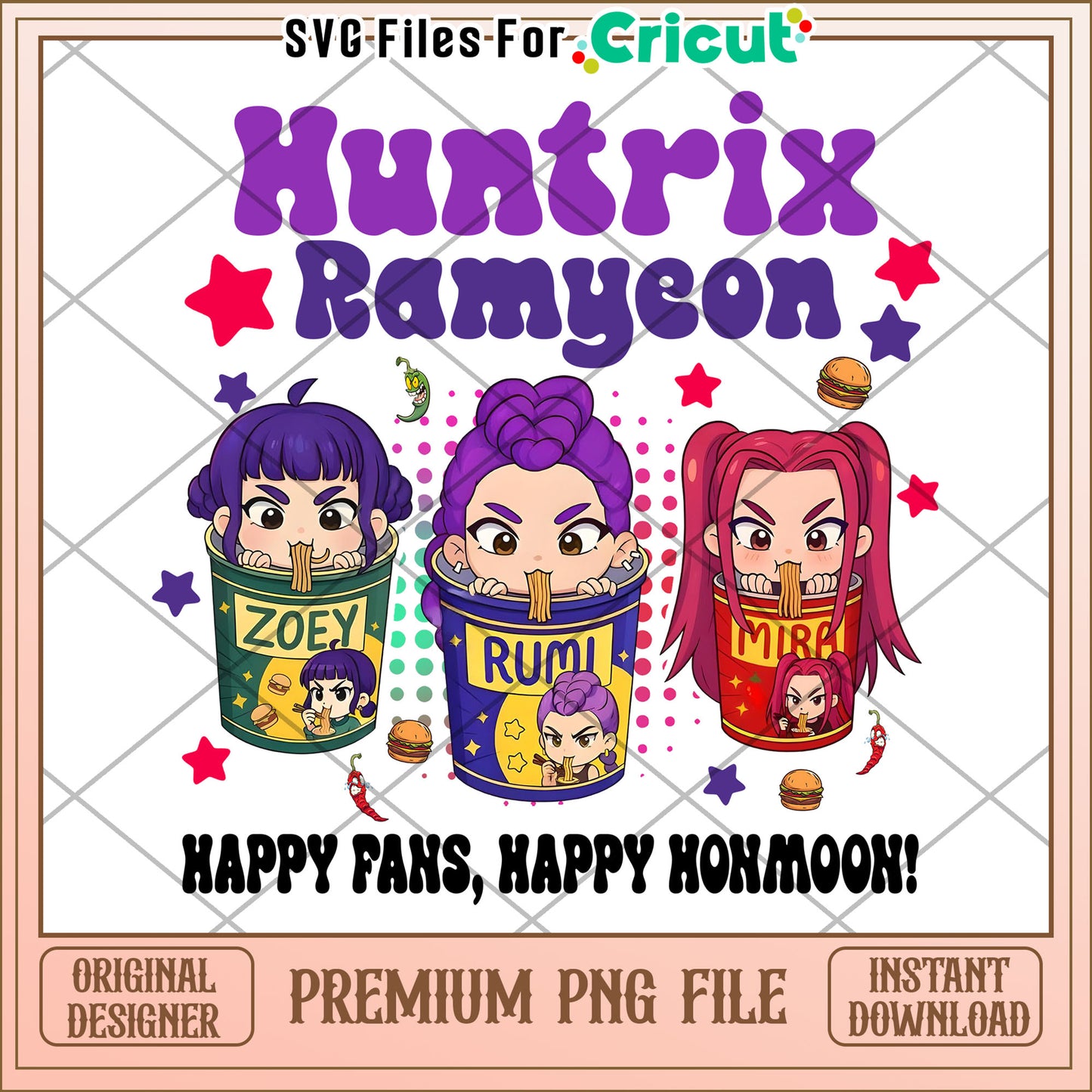 HUntrix rameyeon happy fans png, kpop songs png, netflix cartoon png